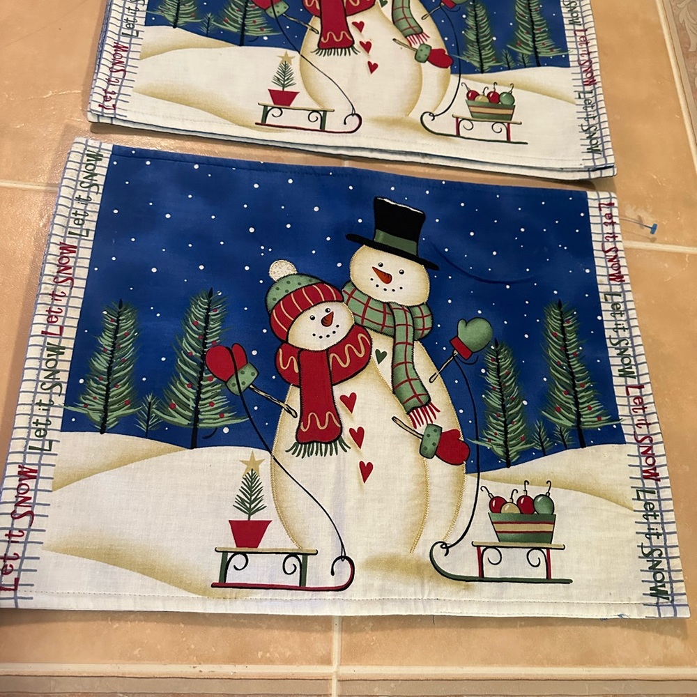 4 MR &Mrs Snowman Placemats